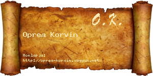 Oprea Korvin névjegykártya